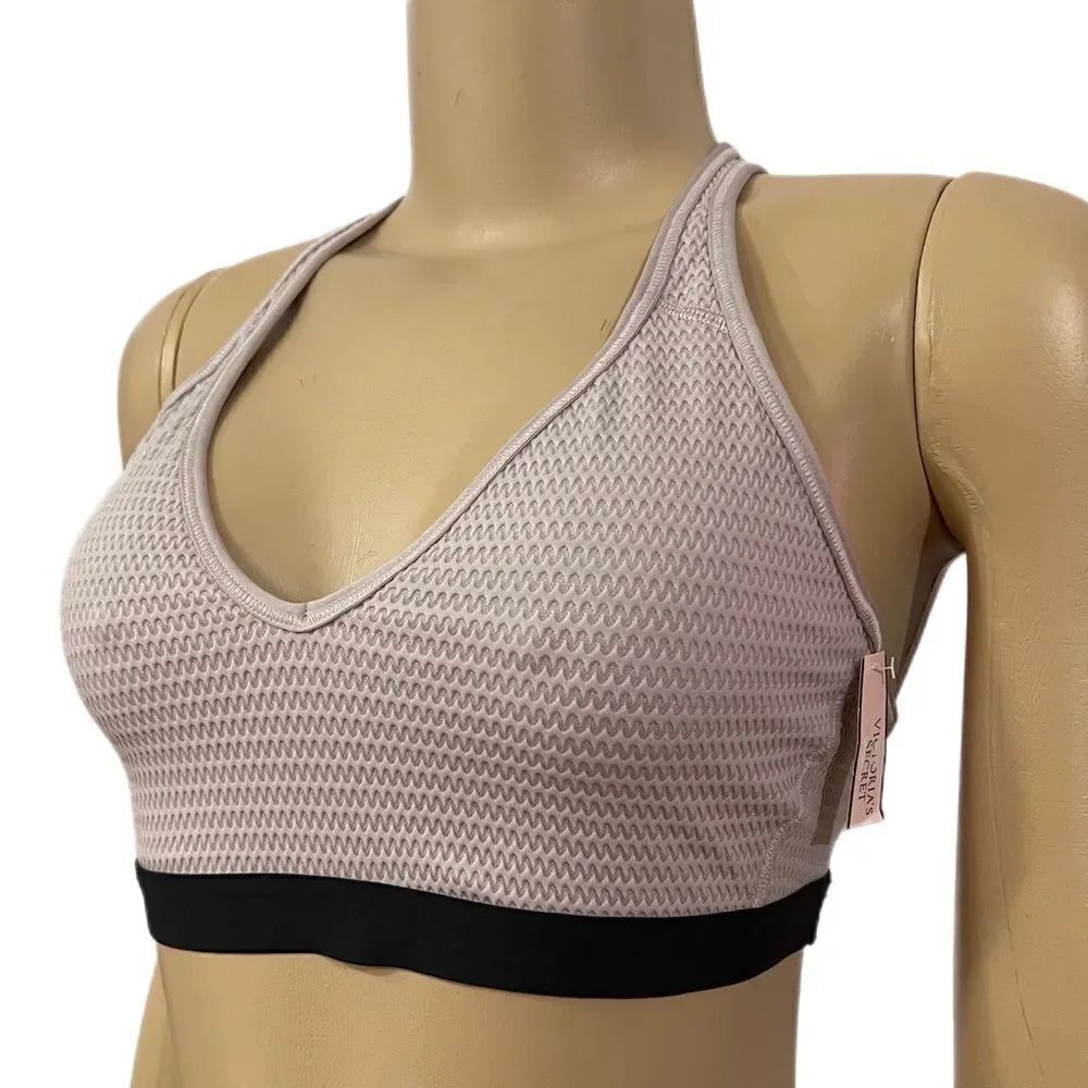 Victorias Secret The Player Unlined V-neck Medium Support Sport Bra Tan Medium